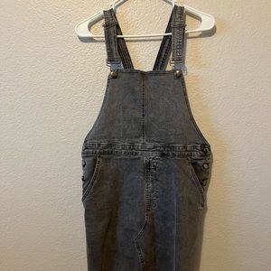 Distressed Denim Overall Dress
